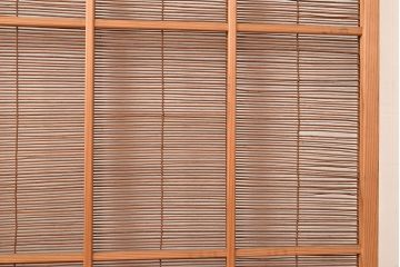 和製アンティーク　「千両」小判の透かしがアクセントの御簾戸1枚(建具、簾戸、簀戸、葭戸、夏障子、夏戸、すど、葦戸)(R-048307)