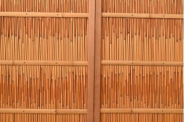 和製アンティーク　竹の桟が上品な和の雰囲気を醸し出す御簾戸2枚セット(簾戸、簀戸、葭戸、夏障子、夏戸、葦戸)(R-048308)
