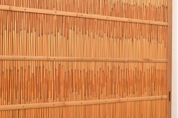 和製アンティーク　竹の桟が上品な和の雰囲気を醸し出す御簾戸2枚セット(簾戸、簀戸、葭戸、夏障子、夏戸、葦戸)(R-048308)