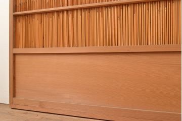 和製アンティーク　竹の桟が上品な和の雰囲気を醸し出す御簾戸2枚セット(簾戸、簀戸、葭戸、夏障子、夏戸、葦戸)(R-048308)
