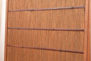 和製アンティーク　竹と飛ぶ鳥の透かしが風情漂う御簾戸4枚セット(簾戸、簀戸、葭戸、夏障子、夏戸、すど、葦戸)(R-048310)
