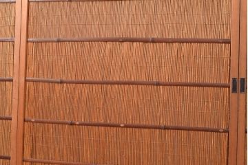 和製アンティーク　竹と飛ぶ鳥の透かしが風情漂う御簾戸4枚セット(簾戸、簀戸、葭戸、夏障子、夏戸、すど、葦戸)(R-048310)