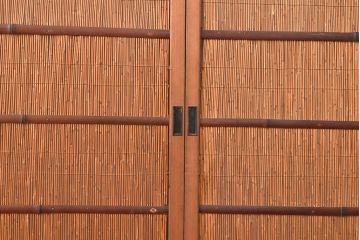 和製アンティーク　竹と飛ぶ鳥の透かしが風情漂う御簾戸4枚セット(簾戸、簀戸、葭戸、夏障子、夏戸、すど、葦戸)(R-048310)