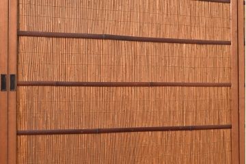 和製アンティーク　竹と飛ぶ鳥の透かしが風情漂う御簾戸4枚セット(簾戸、簀戸、葭戸、夏障子、夏戸、すど、葦戸)(R-048310)