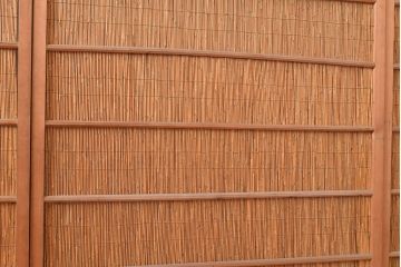 和製アンティーク　竹と飛ぶ鳥の透かしが風情漂う御簾戸4枚セット(簾戸、簀戸、葭戸、夏障子、夏戸、すど、葦戸)(R-048310)