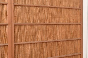 和製アンティーク　竹と飛ぶ鳥の透かしが風情漂う御簾戸4枚セット(簾戸、簀戸、葭戸、夏障子、夏戸、すど、葦戸)(R-048310)
