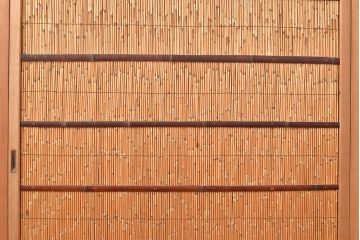 和製アンティーク　びっしりと並ぶ竹の様子が 爽涼な雰囲気を醸し出す御簾戸3枚セット(簾戸、簀戸、葭戸、夏障子、夏戸、すど、葦戸)(R-048311)