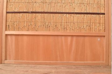 和製アンティーク　びっしりと並ぶ竹の様子が 爽涼な雰囲気を醸し出す御簾戸3枚セット(簾戸、簀戸、葭戸、夏障子、夏戸、すど、葦戸)(R-048311)