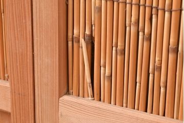 和製アンティーク　びっしりと並ぶ竹の様子が 爽涼な雰囲気を醸し出す御簾戸3枚セット(簾戸、簀戸、葭戸、夏障子、夏戸、すど、葦戸)(R-048311)