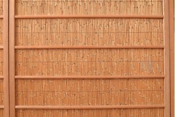 和製アンティーク　びっしりと並ぶ竹の様子が 爽涼な雰囲気を醸し出す御簾戸3枚セット(簾戸、簀戸、葭戸、夏障子、夏戸、すど、葦戸)(R-048311)