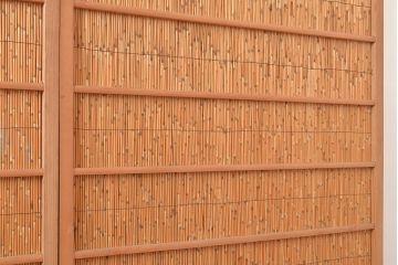 和製アンティーク　びっしりと並ぶ竹の様子が 爽涼な雰囲気を醸し出す御簾戸3枚セット(簾戸、簀戸、葭戸、夏障子、夏戸、すど、葦戸)(R-048311)