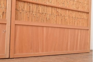 和製アンティーク　びっしりと並ぶ竹の様子が 爽涼な雰囲気を醸し出す御簾戸3枚セット(簾戸、簀戸、葭戸、夏障子、夏戸、すど、葦戸)(R-048311)