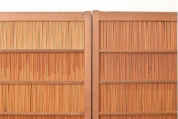 和製アンティーク　竹の透かしが和の雰囲気を高める御簾戸2枚セット(簾戸、簀戸、葭戸、夏障子、夏戸、すど、葦戸)(R-048312)