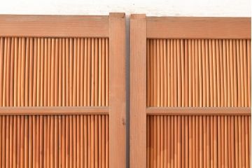 和製アンティーク　竹の透かしが和の雰囲気を高める御簾戸2枚セット(簾戸、簀戸、葭戸、夏障子、夏戸、すど、葦戸)(R-048312)