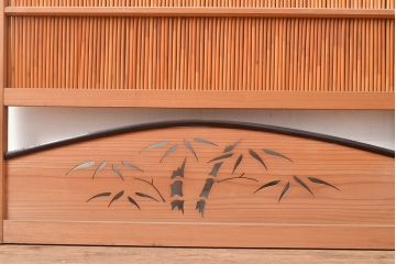 和製アンティーク　竹の透かしが和の雰囲気を高める御簾戸2枚セット(簾戸、簀戸、葭戸、夏障子、夏戸、すど、葦戸)(R-048312)