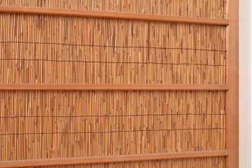 和製アンティーク　和の情緒ある透かし彫りの意匠が魅力的な御簾戸2枚セット(簾戸、簀戸、葭戸、夏障子、夏戸、すど、葦戸)(R-048314)