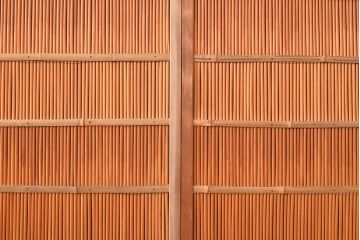 和製アンティーク　整然と並ぶ竹の桟が涼しげな御簾戸2枚セット(簾戸、簀戸、葭戸、夏障子、夏戸、すど、葦戸)(R-048315)