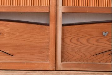 和製アンティーク　整然と並ぶ竹の桟が涼しげな御簾戸2枚セット(簾戸、簀戸、葭戸、夏障子、夏戸、すど、葦戸)(R-048315)
