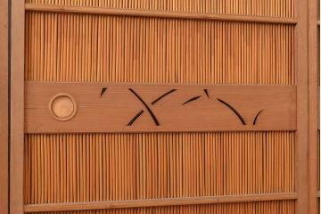 和製アンティーク　透かし彫りが上品!風情漂う空間作りにおすすめの御簾戸4枚セット(建具、簾戸、簀戸、葭戸、夏障子、すど、葦戸)(R-048317)