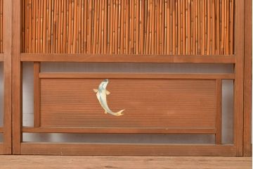 アンティーク建具　鮎の絵柄が風情を高める簀戸4枚セット(簾戸、葭戸、夏障子、夏戸、すど、葦戸)(R-048318)