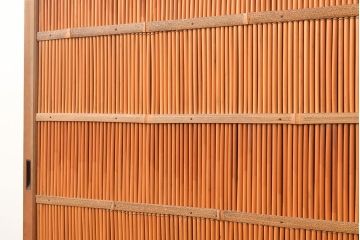 和製アンティーク　波千鳥の透かし彫りが愛らしい御簾戸2枚セット(建具、簾戸、簀戸、葭戸、夏障子、すど、葦戸)(R-048319)