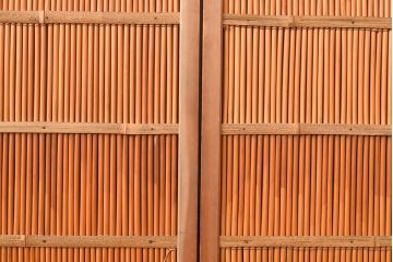 和製アンティーク　波千鳥の透かし彫りが愛らしい御簾戸2枚セット(建具、簾戸、簀戸、葭戸、夏障子、すど、葦戸)(R-048319)