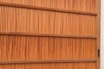 和製アンティーク　波千鳥の透かし彫りが愛らしい御簾戸2枚セット(建具、簾戸、簀戸、葭戸、夏障子、すど、葦戸)(R-048319)