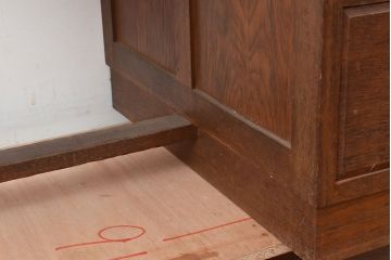 和製アンティーク　昭和中期　ナラ材　天板突板　レトロな片袖机(ワークデスク、平机、在宅ワーク、在宅用学習机)(R-048322)