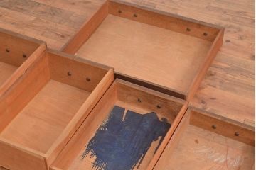 和製アンティーク　昭和中期　ナラ材　天板突板　レトロな片袖机(ワークデスク、平机、在宅ワーク、在宅用学習机)(R-048322)