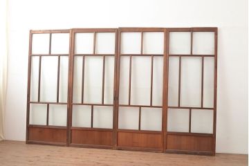 アンティーク建具　明るい空間づくりに活躍するレトロなガラス戸4枚セット(引き戸、建具)(R-048324)
