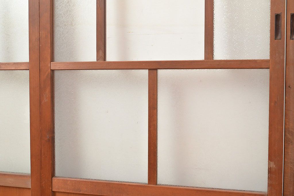 アンティーク建具　明るい空間づくりに活躍するレトロなガラス戸4枚セット(引き戸、建具)(R-048324)