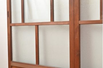 アンティーク建具　明るい空間づくりに活躍するレトロなガラス戸4枚セット(引き戸、建具)(R-048324)
