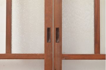 アンティーク建具　明るい空間づくりに活躍するレトロなガラス戸4枚セット(引き戸、建具)(R-048324)