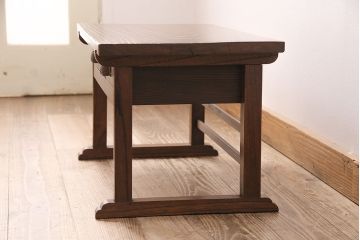 和製アンティーク　天板にケヤキの一枚板を使用した、上品な佇まいの文机(座卓、ローテーブル、センターテーブル)(R-048327)