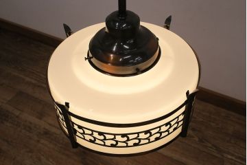 和製アンティーク　大振りサイズ　アジアンテイストにもおすすめ!金属製の飾りがお洒落な天井照明(吊り下げ照明)(R-048337)