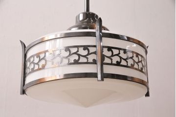 和製アンティーク　大振りサイズ　アジアンテイストにもおすすめ!金属製の飾りがお洒落な天井照明(吊り下げ照明)(R-048337)