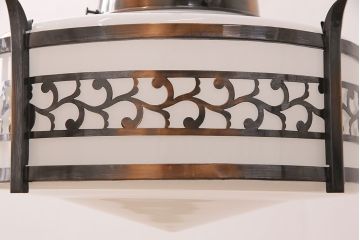 和製アンティーク　大振りサイズ　アジアンテイストにもおすすめ!金属製の飾りがお洒落な天井照明(吊り下げ照明)(R-048337)