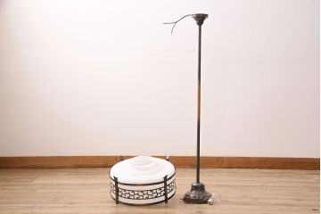 和製アンティーク　大振りサイズ　アジアンテイストにもおすすめ!金属製の飾りがお洒落な天井照明(吊り下げ照明)(R-048337)