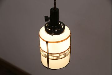 アンティーク照明　セルロイドの装飾が和の趣を演出する天井照明(吊り下げ照明、ペンダントライト)(R-048340)