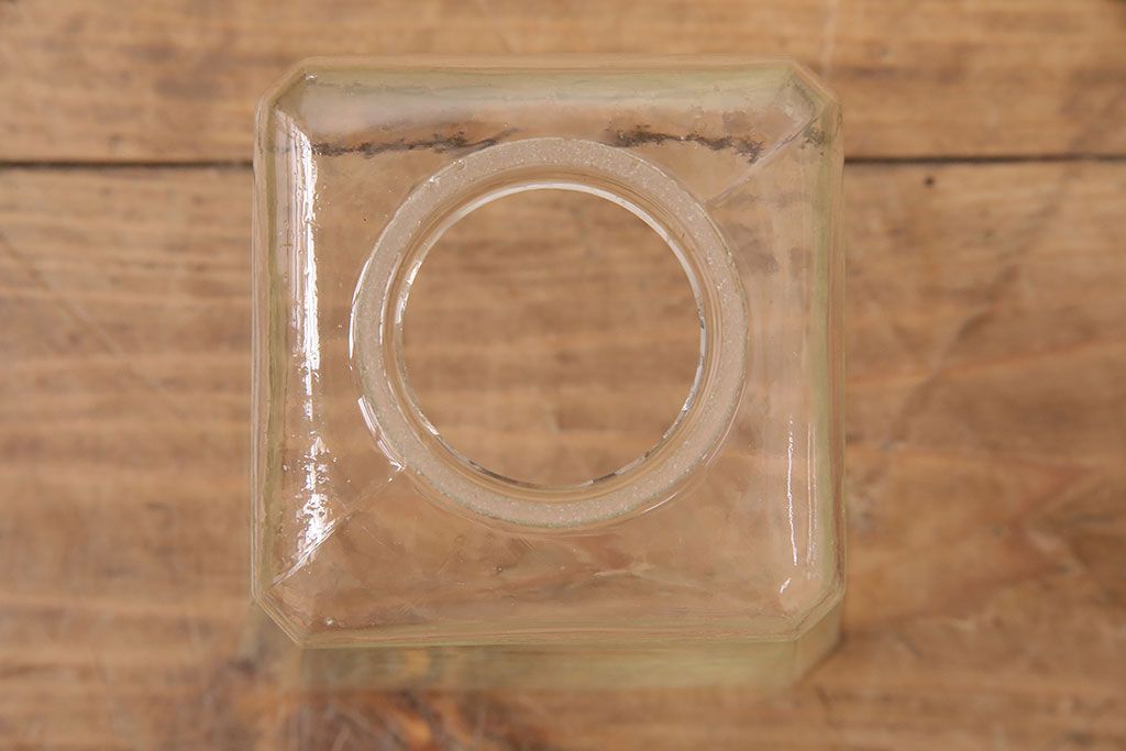 アンティーク照明　クリアガラスのシェードが珍しいレトロな天井照明(吊り下げ照明、ペンダントライト)(R-048341)