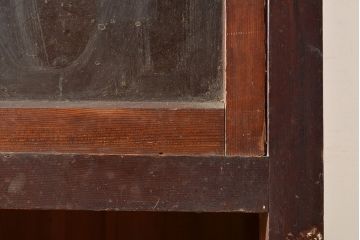 和製アンティーク　前面ヒノキ材　どこか懐かしさを感じる時代の味が魅力的な重ね戸棚(収納棚、食器棚、キャビネット)(R-048345)