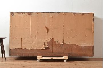 和製アンティーク　前面ヒノキ材　どこか懐かしさを感じる時代の味が魅力的な戸棚(収納棚、食器棚、キャビネット、サイドボード)(R-048347)