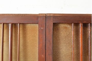 和製アンティーク　懐かしさが漂うダイヤガラス入りのガラス戸2枚セット(引き戸、建具)(R-048349)