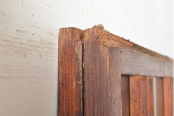 和製アンティーク　懐かしさが漂うダイヤガラス入りのガラス戸2枚セット(引き戸、建具)(R-048349)