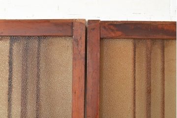 和製アンティーク　懐かしさが漂うダイヤガラス入りのガラス戸2枚セット(引き戸、建具)(R-048349)