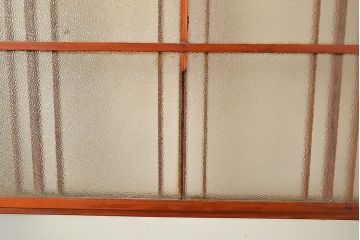 和製アンティーク　懐かしさが漂うダイヤガラス入りのガラス戸2枚セット(引き戸、建具)(R-048349)