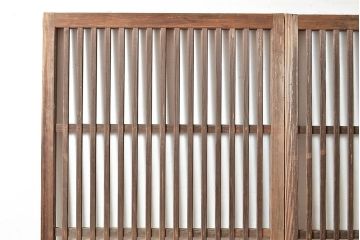 和製アンティーク　古き良き時代の味わいが趣溢れる格子戸2枚セット(玄関戸、引き戸、建具)(R-048350)