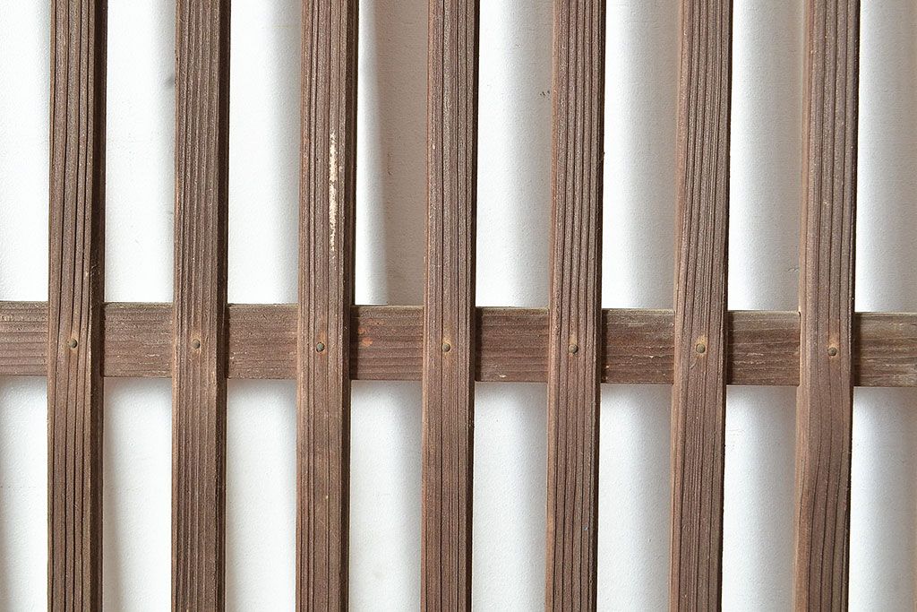 和製アンティーク　古き良き時代の味わいが趣溢れる格子戸2枚セット(玄関戸、引き戸、建具)(R-048350)