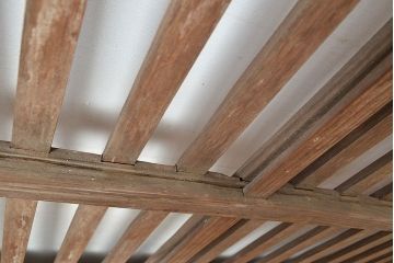 和製アンティーク　古き良き時代の味わいが趣溢れる格子戸2枚セット(玄関戸、引き戸、建具)(R-048350)