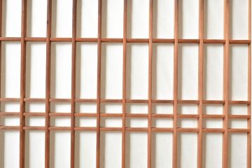 和製アンティーク　力強い木目が目を引く上質な障子帯戸4枚セット(障子戸、格子戸、板戸、引き戸、建具)(R-048351)